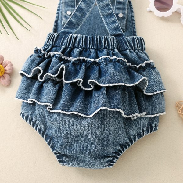 Embroidered Strap Ruffled One-piece Romper - Image 10