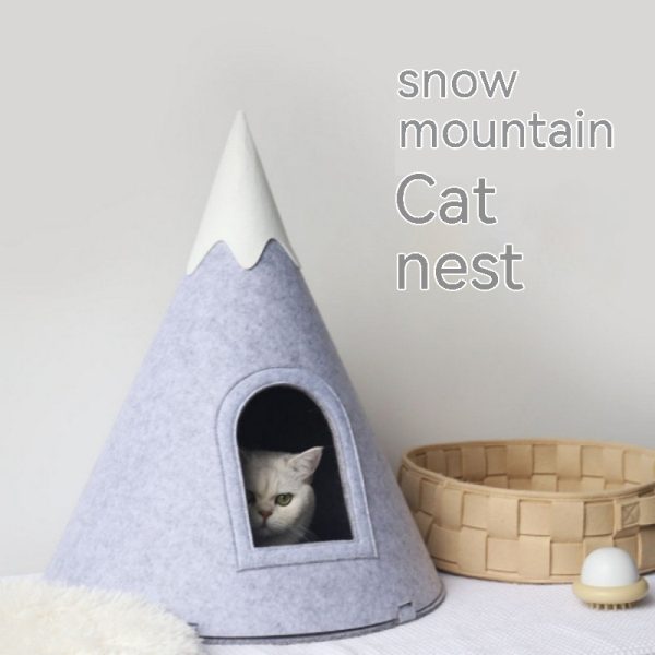 Felt Snow Mountain Tent Semi-enclosed Pet Bed - Image 6