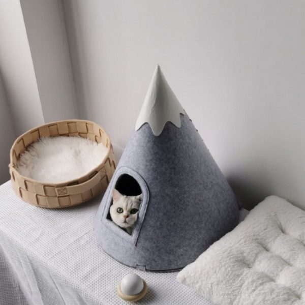 Felt Snow Mountain Tent Semi-enclosed Pet Bed - Image 7