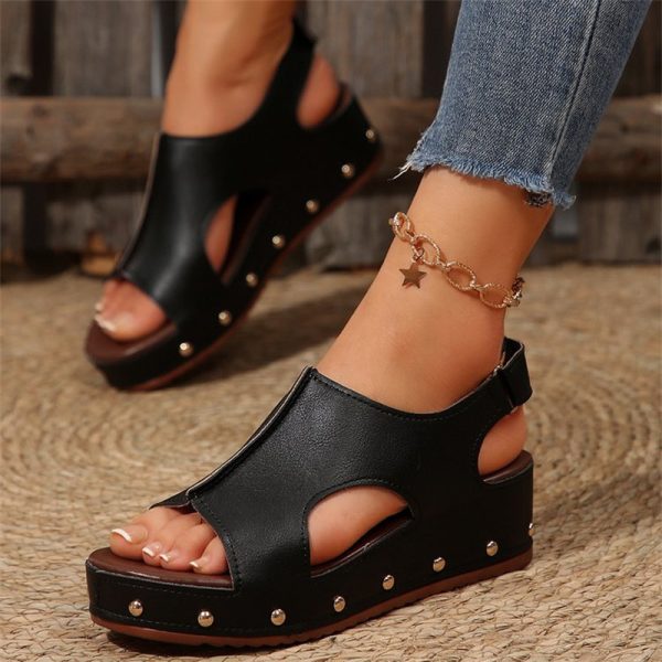 Women's Platform Peep Toe Sandals Plus Size - Image 4