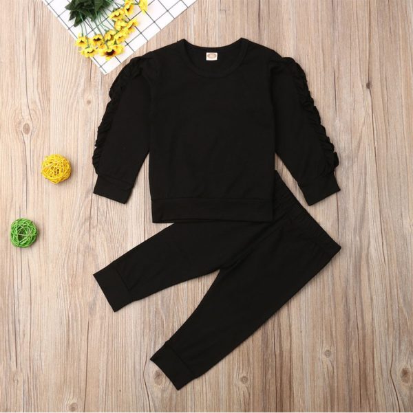 Newborn Baby Boys Girls Ruffles Jumper Solid Long Sleeve Sweatshirt Tops Pants Infant Kids 2Pcs Outfits Clothes Set Fall Clothes - Image 4