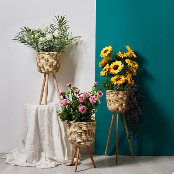 Floor - standing flowerpot straw furniture - Image 4