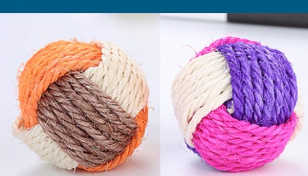 Pet Supplies Cat Toy Three-color Sisal Ball - Image 3