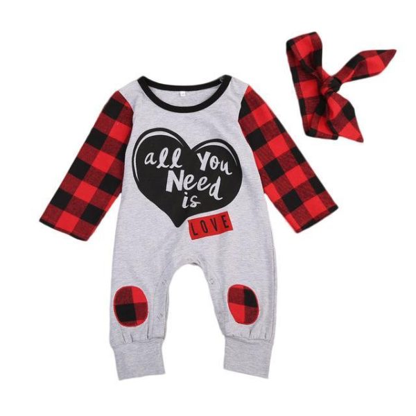 All You Need is Love Romper + Headband 2pc set - Image 2