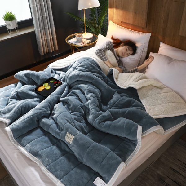 Fleece Blankets And Throws Thick Warm Winter Blankets Home Super Soft Duvet Luxury Solid Blankets On Twin Bedding - Image 6