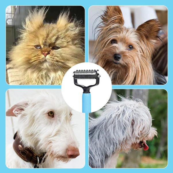 Upgraded Pet Safe Dematting Comb For Dogs Cats Deshedding Undercoat Rake With Double-Sided Stainless Steel Teeth Dogs Cats Grooming Brush For Detangling Thinning Shedding - Image 5