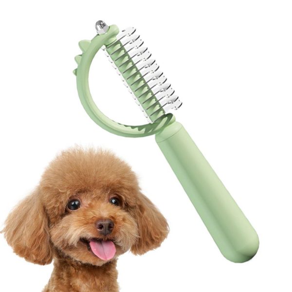 Cat Brush Self Cleaning Slicker Pets Grooming Tool With Cute Dinosaur Shape Double-sided Uses Shedding And Dematting Undercoat