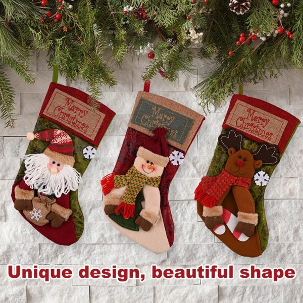 Christmas Stocking Socks Snowman Santa Elk Xmas Fireplace Xmas Tree Ornaments New Year Candy Bag Gift Christmas Decor - Image 3