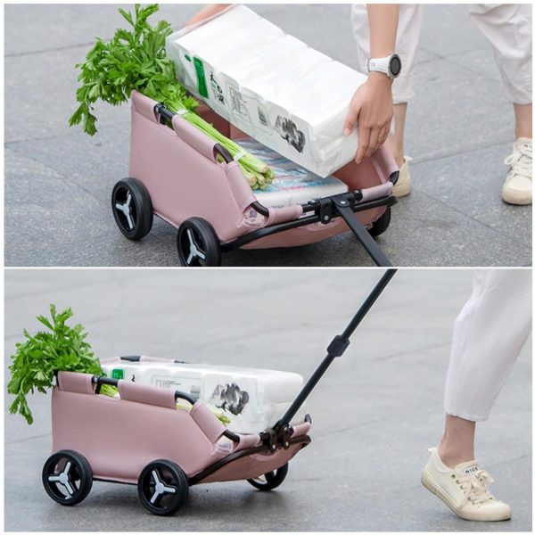 Pet Stroller Dog Cat Trolley Out Small Pet Cart Portable Foldable Storage Car - Image 3