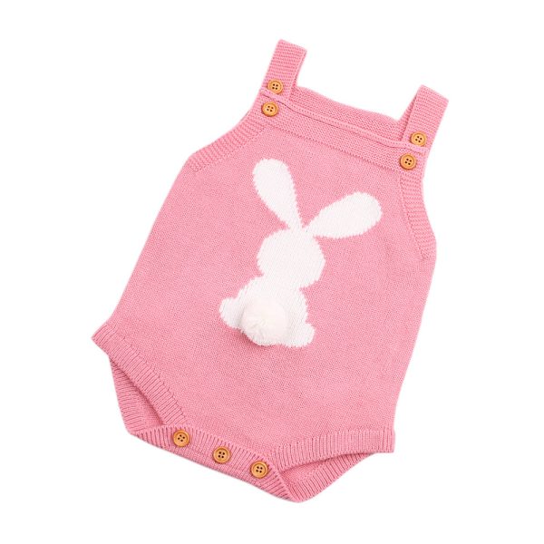 Cartoon Rabbit knitted Strap One-Piece Climbing Suit