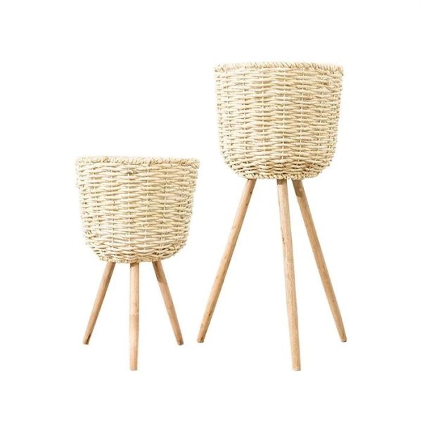 Floor - standing flowerpot straw furniture - Image 7