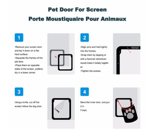 Way Lockable Plastic Pet Big Dog Cat Door For Screen Window Safety Flap Gates Pet Tunnel Dog Fence Free Access Door For Home - Image 7