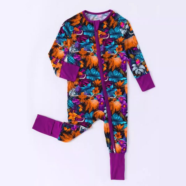 Printed Baby Double-headed Zipper With Booties One-piece Romper