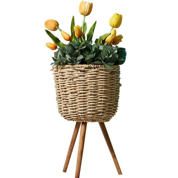 Floor - standing flowerpot straw furniture - Image 6