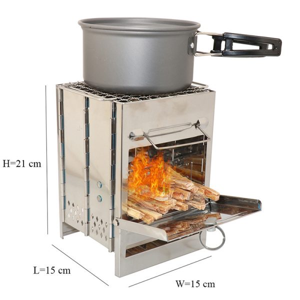 Lightweight Camping Wood Stove Adjustable Folding Wood Stove Burning for Outdoor Cooking Picnic Hunting BBQ Windproof - Image 3