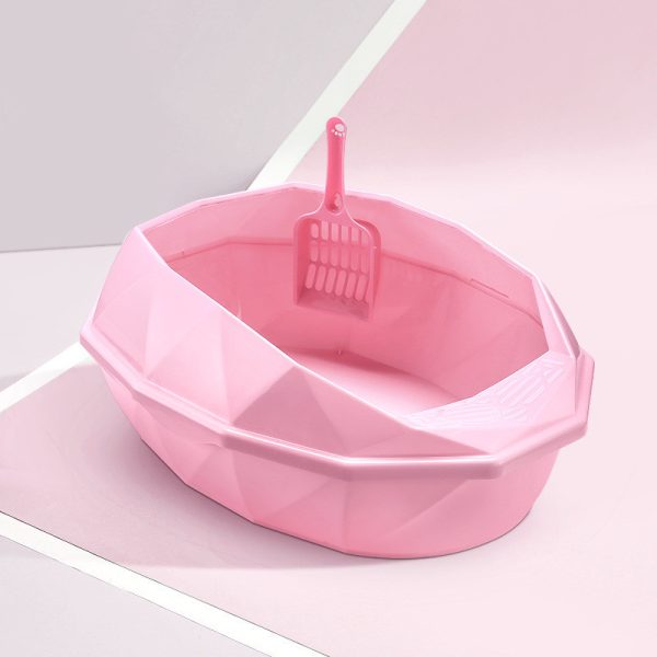 Plastic Anti-sputtering Diamond-shaped Semi-enclosed Cat Litter Box - Image 8