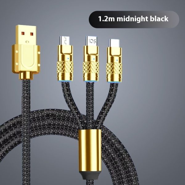 Fast Charge Woven Zinc Alloy With Light Bold Three-in-one Data Cable - Image 6