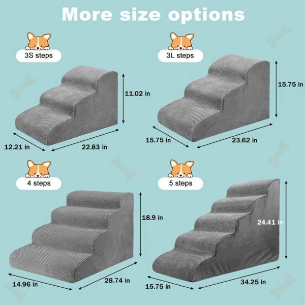 Dog Stairs For Small Dogs 3  4 Steps Dog Ramp  Removable Washable Pet Steps - Image 4