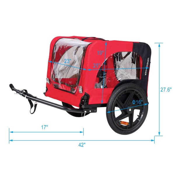 Bicycle Trailer For Pets Outdoor Foldable Dog Trailer With Reflectors - Image 5