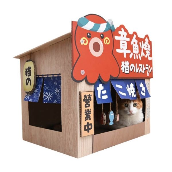 Large Japanese Style Cat Scratch Board Octopus Cat House - Image 3