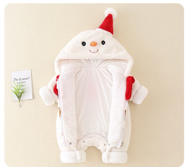 Baby Men And Women Fleece-lined Warm Jumpsuit - Image 5