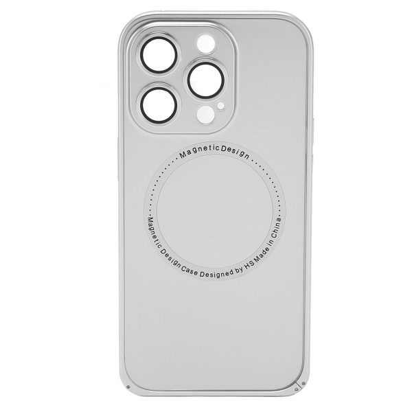 Magnetic Phone Case with Camera Lens Protector Cell Mobile Phone Protective Cover for MagSafe Silver for IPhone 14 Pro