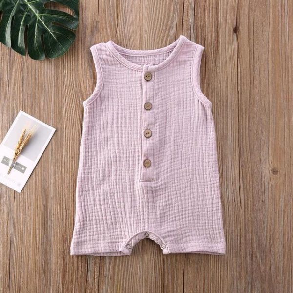 0-24M Summer Solid Rompers Newborn Infant Baby Girl Boy Outf