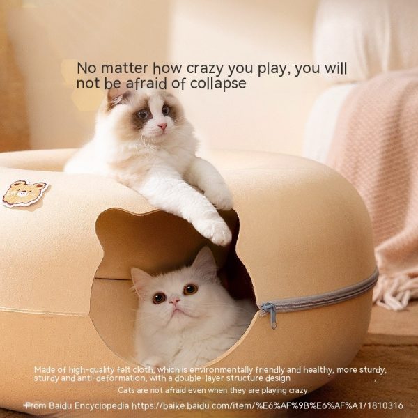 Animal-shaped Felt Zipper Cat Nest - Image 3