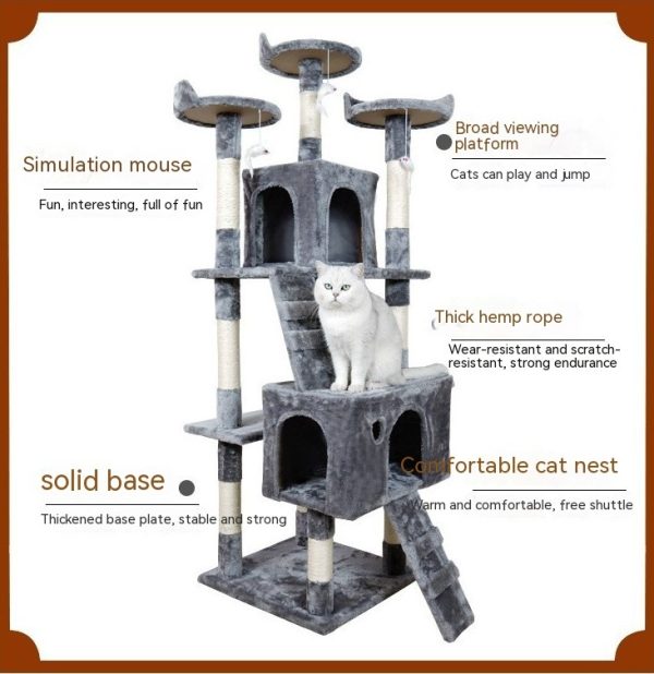 Large Cat Tree Cat Climbing Frame Integrated Jumping Platform Sisal Column - Image 2