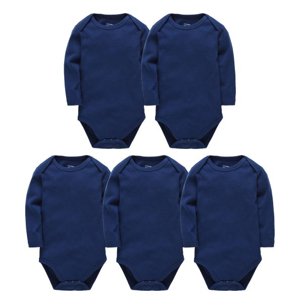 Baby Onesies, Pure Cotton Long-sleeved Solid Color Baby Romper - Image 5