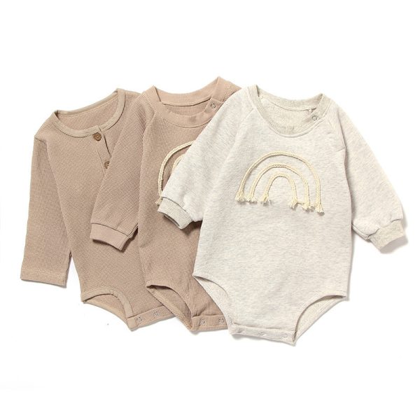 Spring And Autumn Romper R Baby Long Sleeve Waffle - Image 3