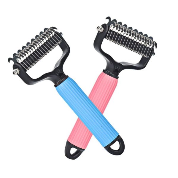 Upgraded Pet Safe Dematting Comb For Dogs Cats Deshedding Undercoat Rake With Double-Sided Stainless Steel Teeth Dogs Cats Grooming Brush For Detangling Thinning Shedding - Image 3