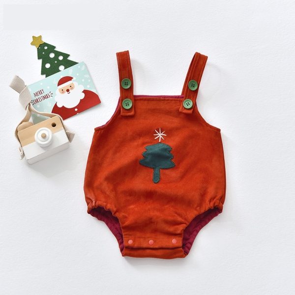 New Christmas Eve Cute Suspenders Romper Onesie Outerwear - Image 4