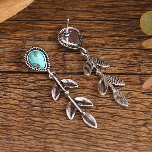 Creative Long Ethnic Style Earrings Drop Leaf Shape - Image 3