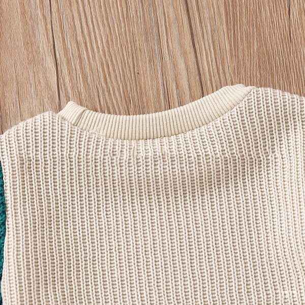 Infant Neutral Men's And Women's Green Brown Color Matching Sweater - Image 5