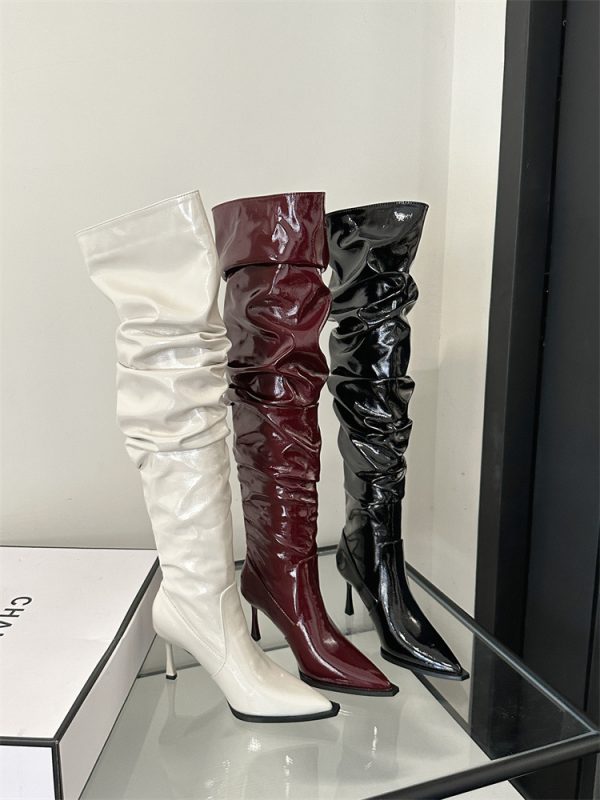 Autumn Stiletto Heel Pile Style High Heel Over The Knee Boots - Image 4