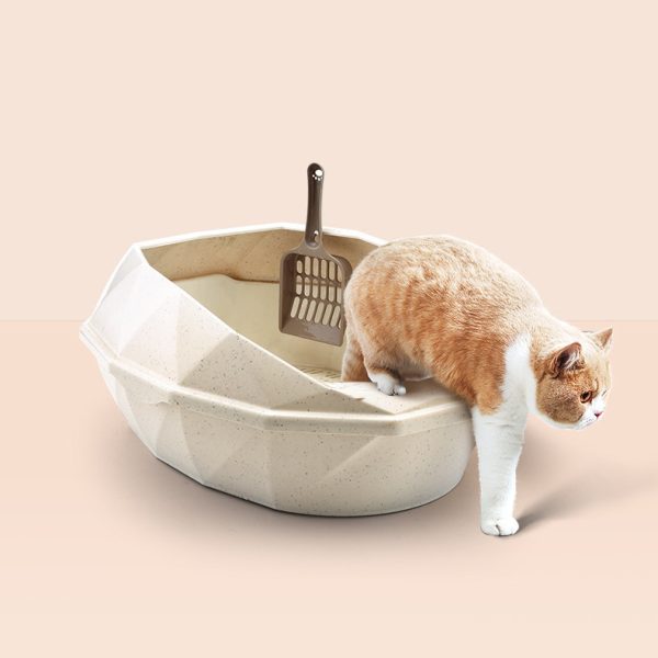 Plastic Anti-sputtering Diamond-shaped Semi-enclosed Cat Litter Box - Image 3