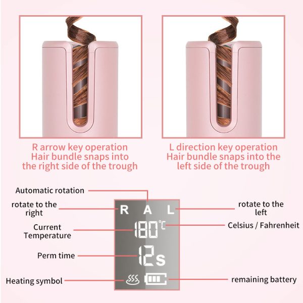 Wireless Automatic Curler USB  LCD Screen Ceramic Heating Anti-perm Curler - Image 5