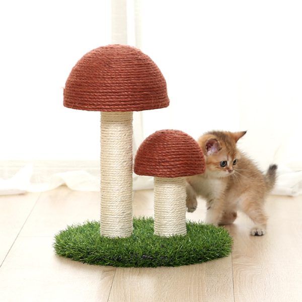 Natural Linen Mushroom Cat Scratch Post - Image 4