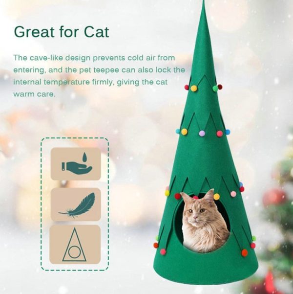 Pet Felt Christmas Tree Foldable Tent Dogs And Cats Semi-closed Four Seasons Universal - Image 2