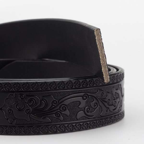 Embossed Belt Without Buckle Smooth Leather Belt - Image 3