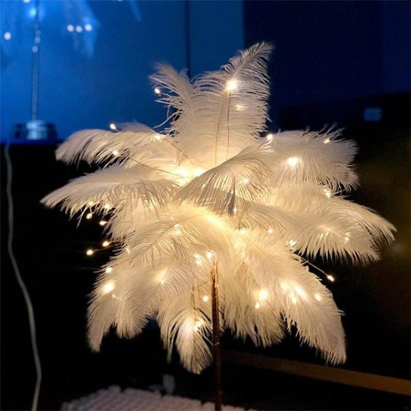 Feather Lamp Nordic Desk Lamp European-Style Bedroom Bedside Feather Table Lamp Night Light Table Lamp Decoration Modern - Image 4