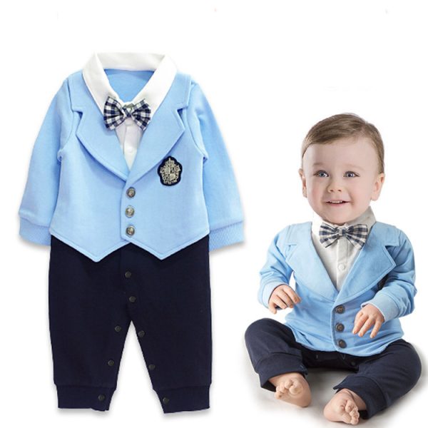 Boys Long Sleeve Bow Gentleman Romper - Image 2