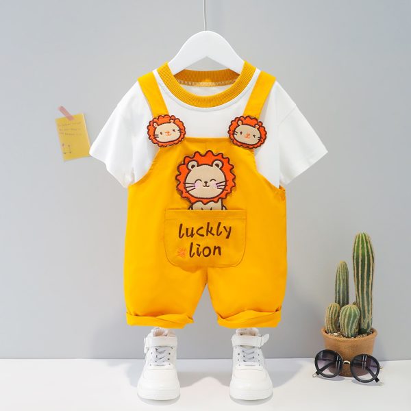 Children's Clothing Men And Women Baby Summer Cartoon Short-sleeved Overalls - Image 2