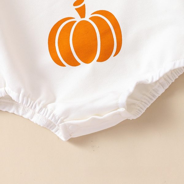 Infant Halloween Pumpkin Letter Color Matching Long-sleeved Triangle Romper - Image 7