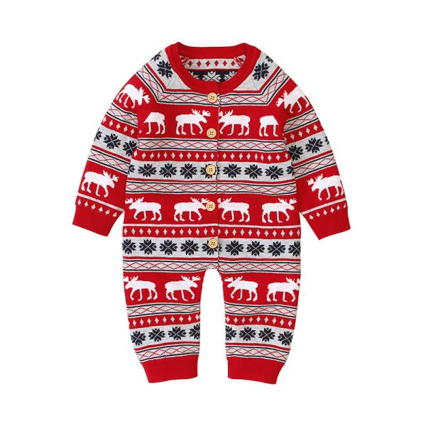 Autumn long-sleeved Christmas deer romper romper