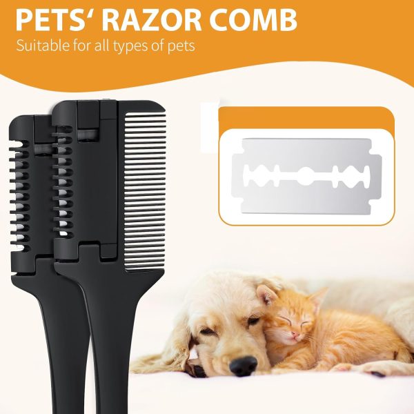 Razor Comb For Dogs Cats With Extra Blades Pet Razor Comb 2 In 1 Trimming Grooming Dog Cat Brush That Cuts Hair Hair Cutter Comb For Dog Cat Pet Hair Trimmer Grooming Comb For Dog Cat - Image 8