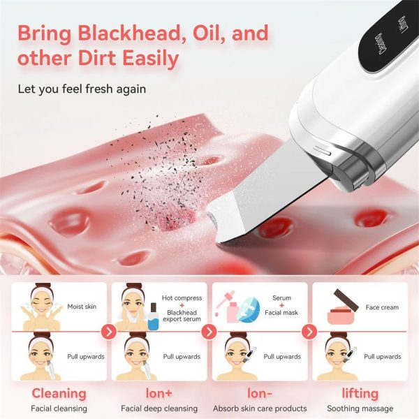 Skin Scrubber Face Spatula Facial Skin Exfoliator Scraper And Blackhead Remover Pore Cleaner With Face Lifting Deep Cleansing Face Lifting Machine For Blackhead Extractor - Image 4