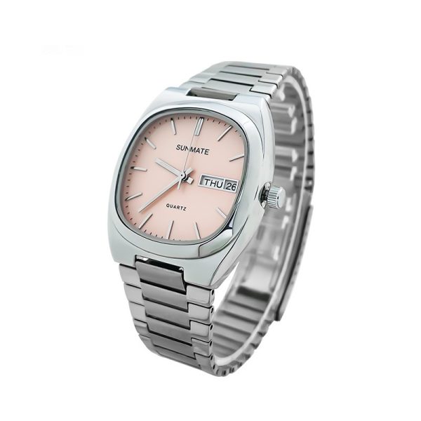 Fashion Simple Square White Shell Steel Belt Quartz Watch - Image 3