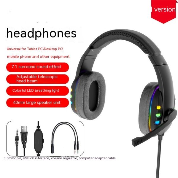 Headset Game Headset With LED Breathing Light Microphone - Image 9